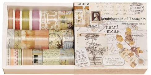 Bailinks Vintage washi-band set för scrapbooking, 20 rullar mönstrade dekorativa tejp, klistermärken för bullet journaler planerare förpackningsdekoration gåva