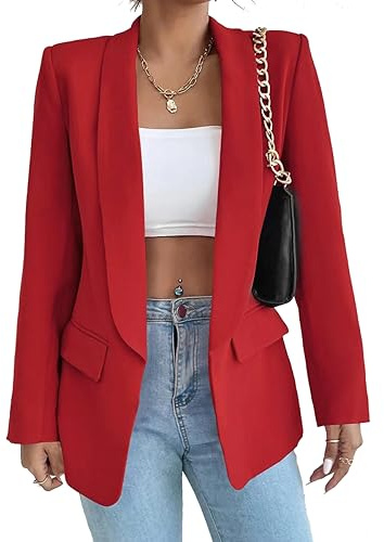 LIAOPUFUS Donna Blazer Slim Fit Maniche Lunghe Tuta con Risvolto Giacca da Ufficio Business con Tasche e Vari Colori Stile Casual Classico