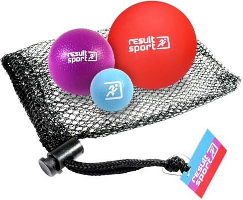 ResultSport Lacrosse Massageball Set 3 Stück Size, Plantarfasziitis, Fußmassage, Triggerpunktmassage, Tiefengewebe, myofasische Linderung