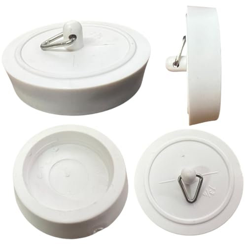 Citystores® 45mm White Bath Plug, 1-3/4 (45mm) Universal Fit for Bathtubs & Basins