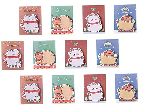 NOLITOY 24stücke Weihnachtsnotizen Bunte Cartoon-memo-sticker Praktische Weihnachtsdeko Für Nachrichten Und Erinnerungen Für Familie Und
