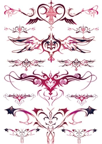 4 Stück Temporäre Tattoos für Frauen, Sexy Tattoo Temporäre, Wasserdichte Temporäre Tattoo Aufkleber, Tätowierung Aufkleber, Brust, Bauch, Taille Rücken wenden falsche Tattoos für Mädchen (A)