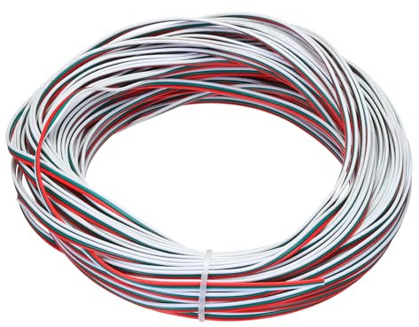 sourcing map 28 Gauge 3 Conductor Electrical Wire Tinned Copper Cable 98FT Flexible Stranded Hook-up Wire for LED Strips Lamps Residential Wiring Car Circuit