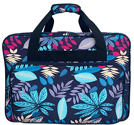 Harilla Sewing Machine Storage Tote Bag Sewing Machine Carrying Case Storage Cover Carrying Bag with Extra Pockets and Handles, Crochet Hooks Pocket,Blue B
