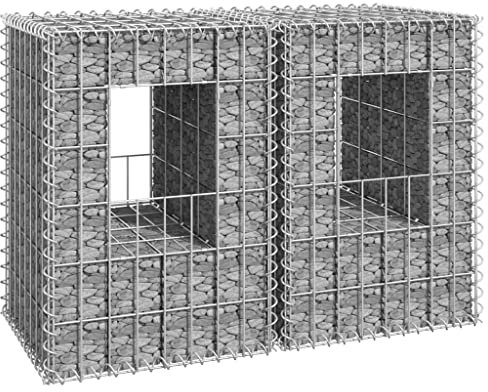 Baziroo Colonnes de gabion en fer - 40 x 40 x 60 cm - Argenté - En pierre - Gabion mural - Panier à gabions - Pour murs de support - Clôture de jardin - Grille de gabion - Brise-vue