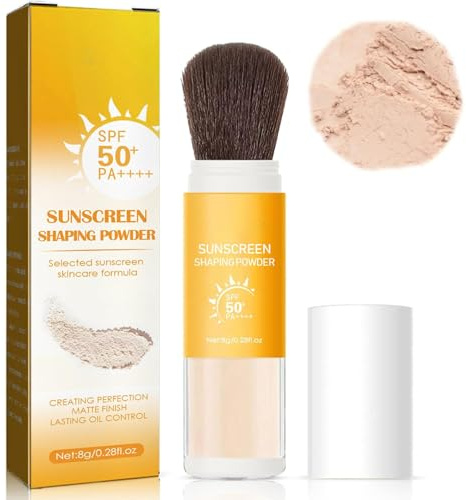 SPF 50 Mineral Sunscreen Setting Powder with Brush - Oil Control Natural Matte Finish, Lightweight Breathable Sun Protection for Face, All Skin Types (One Size)