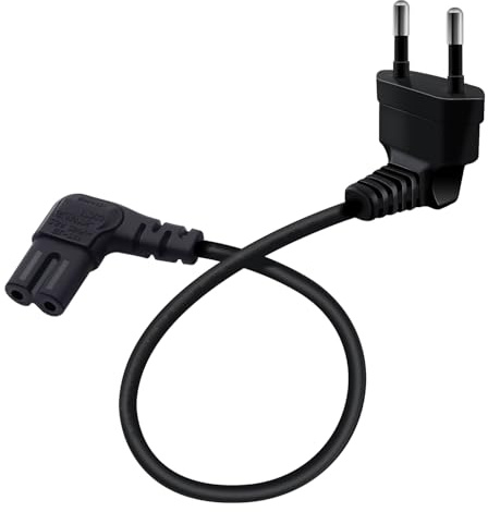 HuaLiSiJi Euro Netzkabel C7 2.5A 250V Netzkabel Stromkabel C7 90 Grad 2x0.75mm² für PS4, PS5, TV, Laptop, Monitor, Drucker (Schwarz 90° Grad, 0.5m)