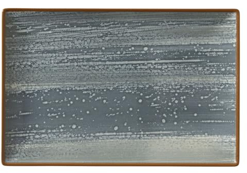 METRO Professional plato llano rectangular de cerámica de gres Madleen, 30 x 20 cm, gris, borde oscuro, apilable, resistente a las manchas