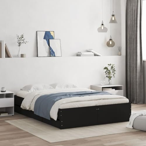 Bulliing Bettgestell mit Schubladen Bett Mit Stauraum Bettgestell Tagesbett Betten Bett Mit Schubladen Schwarz 120x190 cm Holzwerkstoff - 3207316