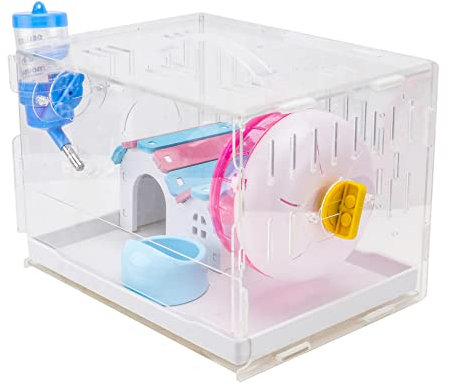 Supvox 1satz Transparente -Hamster-Villa Für Kleine Haustiere Einlagig Mit Zufälligen Zubehörfarben Kompakter Und Robuster Käfig Für Hamster Und Kleine Nager
