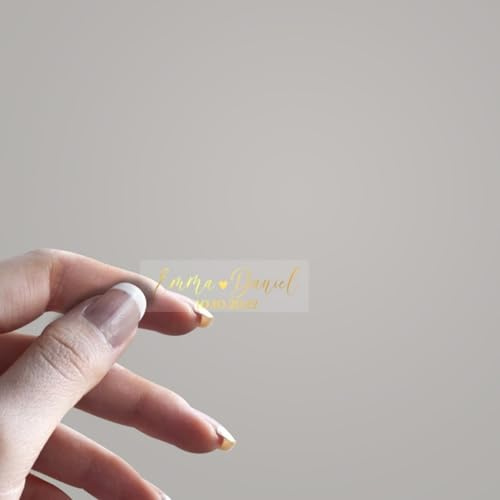 Personalisierte Hochzeitsaufkleber, individuelle Hochzeitsgeschenke, metallische Goldfolie, transparente Aufkleber für Flaschen, DIY-Hochzeitsfächer-Etiketten, Allzweck-Etiketten (1,6 x 5 cm, Gold),