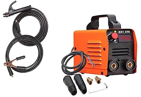 Saldatrice MMA, saldatrice ad arco Saldatrice elettrica interamente in rame for uso domestico di livello industriale completamente automatica, saldatrice - Kit per saldatura(Orange With Cables)