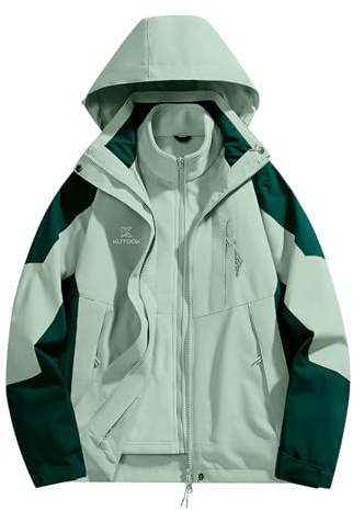 KUTOOK 3 IN 1 Winterjacke Damen Fleecejacke Outdoor Jacke Skijacke Wasserdichte Winddichte Warme Winter Jacke mit Abnehmbare Kapuze HC501