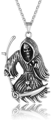 SiVaji Necklace Halskette Ketten Schmuck Herren Frauen Anhänger Necklacevintage Totenkopf Anhänger Halskette Herren Gothic Sensenmann Punk Biker Nochain