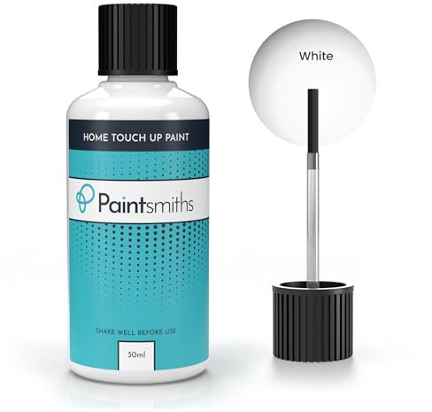 Paintsmiths Home Touch Up Paint - Multi Surface Paint for Metals, Radiators, Wood & uPVC - Gloss Finish - Brush for Easy Application - Quick Drying - High Opacity for Scuffs & Scratches (White)