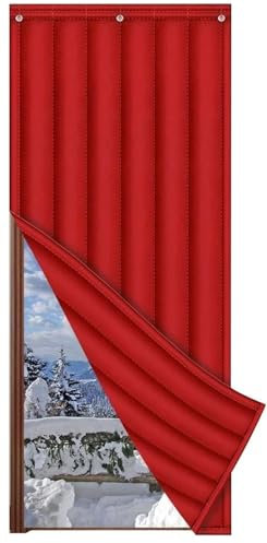 Thermo-Türvorhang für den Winter, 80 x 200 cm, wasserdicht und winddicht, Oxford-Stoff, wärmeisolierend, Polyester-Baumwolle, Weinrot, ideal zum Warmhalten und Blockieren von Zugluft