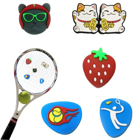 CALLYSONIC 5 Stück Tennisschläger Dämpfer, Tennisschläger Stoßdämpfer Kinder, Cartoon Dämpfer Tennisschläger für Tennisschläger und Badmintonschläger, Ideal für das Training und Wettkampf