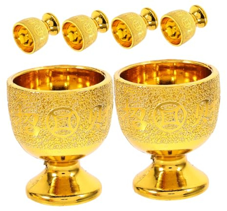 SOIMISS Copa de Ofrenda Redonda Dorada en PP, 6 Piezas para Templo Budista