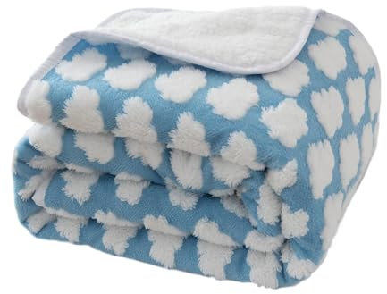 Amarrirose wasserdichte Hundedecke - 80x100 cm Maschinenwaschbar, Kuschelig weiche Sofadecke mit kuscheliger Polsterung, 3D strukturierte Wolken, Warme weiche Katzendecke, Blau