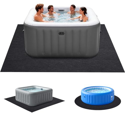 Grefinity Whirlpool-Matte für den Innen- und Außenbereich, aufblasbar, extra große Bodenschutzmatte, wasserdicht, auslaufsicher, waschbar, für oberirdische Pools, 254 x 254 cm