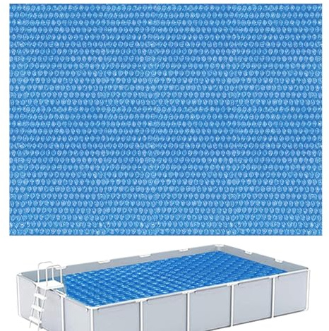Solar Pool Cover, Rectangle Solar Blanket for Pools, Paddling Pool Heater, Thermal Blanket for Pollution Reduction & Insulation Function, Hot Tub Protective Lid for Outdoor Backyard Yard Home