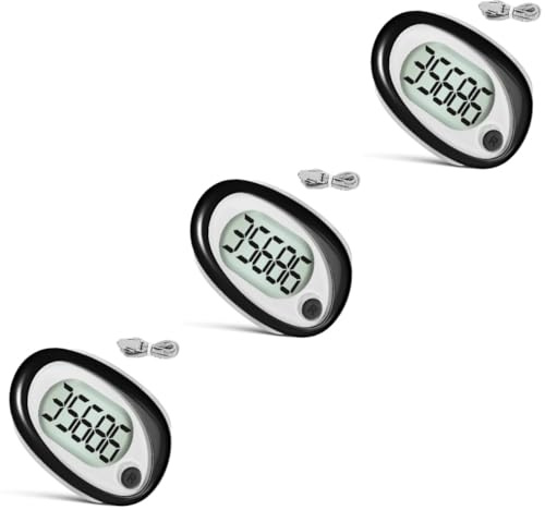 TOGEVAL 3pcs Accurate Pedometer Clip Step Counter for Walking Portable Design with Lanyard User Friendly Interface Compact and Precise Step Monitoring for All Ages