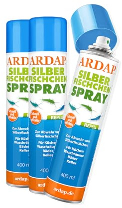 ARDAP Repell Silberfischspray 3 x 400ml - Mittel gegen Silberfische - Silberfischchen - Spray gegen Silberfische - Wirkt schnell & effektiv (PT19)