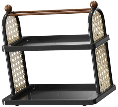 SiaBiced Soporte para Tazas de Café Organizador para Encimera Expositor de Vasos Estante de Cocina Versátil para Especias Y Perfumes Adecuado para La Cocina Y, Negro de 2 Capas, tal como se describe