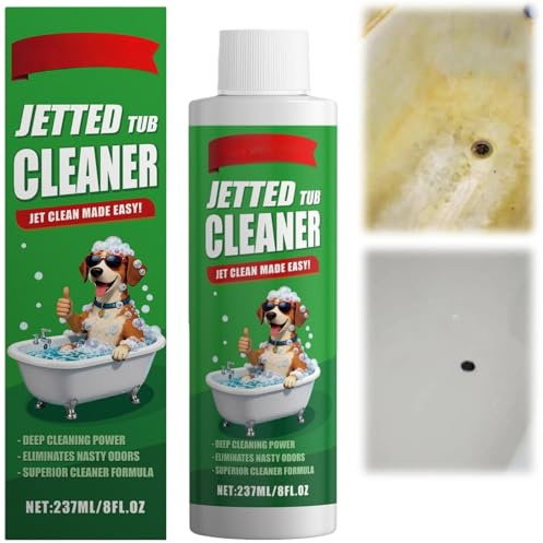 237ml Jet Bathtub Type Cleaner,Bathroom Cleaner,Fast-Acting Shower and Hot Tub Cleaner Spray,Effective Shower C/leaner Spray,Bath Tub C/leaner,Deep Cleaning Power,Gentle Bathroom Descaler Foam
