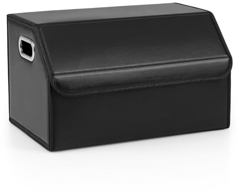 COSTWAY Auto Kofferraum mit Deckel, 35 L Kofferraum-Organizer faltbar, SUV Limousine Aufbewahrungsbox mit abnehmbarem Trennwand & Griffe, Kofferraumtasche für Camping, Zuhause (Glatt)