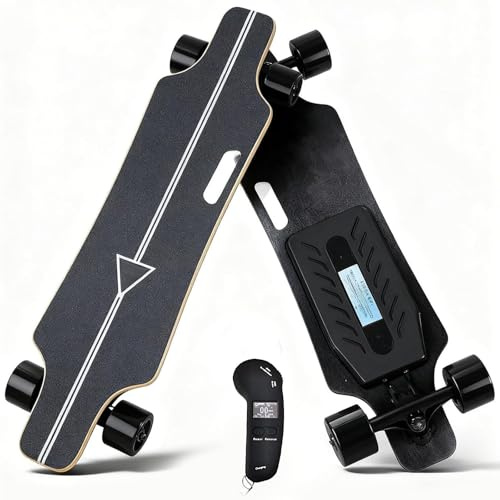 moupeaktain Elektro Skateboard Mit Fernbedienung, 350-W-Motor, 15km Reichweite/ 25km/H Höchstgeschwindigkeit, 4-Stufige Geschwindigkeitsregelung, Longboard Für Den Täglichen Weg Zur Arbeit