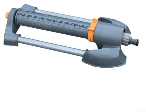 KHIronHive Rociador oscilante automático de 20 agujeros ajustable de 30 a 120 grados para césped rectangular y jardines, herramienta de riego impulsada por presión de agua, filtro integrado, gris, 39