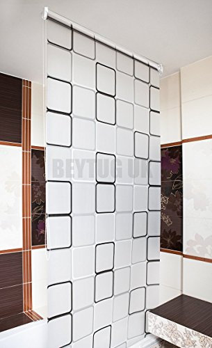 Tropik Home Bathroom Shower Curtain Roller Blind Extra Long, 4 Width Sizes, Quadro (100 X 240CM)