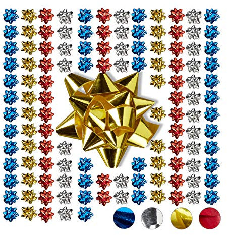 Relaxdays, Bunt Geschenkschleifen 100er Set, Selbstklebend, Kleine Dekoschleifen für Weihnachten & Geburtstag, Ø 5 cm