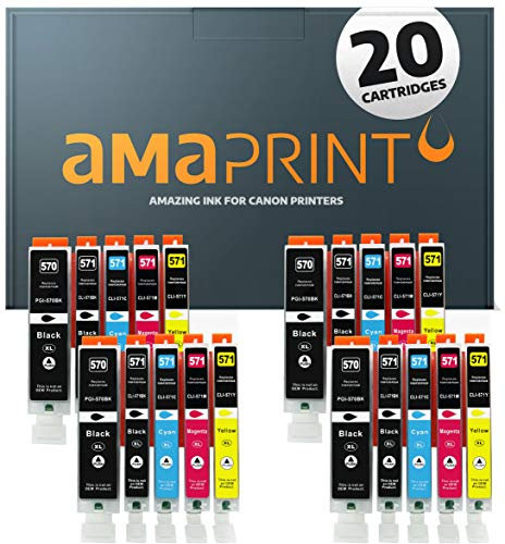 Amaprint 20 XL Patronen kompatibel mit Canon PGI 570 CLI 571 Ersatz für Pixma MG5700 MG5750 MG5751 MG5752 MG5753 MG6850 MG6851 MG6852 MG6853 TS5000 TS5050 TS5051 TS5053 TS5055 TS6050 TS6051 TS6052