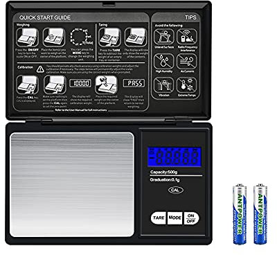 Mini Pocket Scale 0.01g to 500g Portable Digital Kitchen Weighing Scale, Compact Digital Scale High Precision For Gold, Jewellery, Food, Herb and Coffee with Back-Lit LCD Display