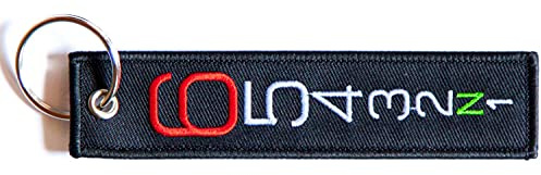 RENEGADE Schaltung - Motorrad Schlüsselanhänger aus Stoff mit Schlüsselring - bestickt mit leuchtendem Faden & kratzfest (130 x 30 mm, schwarz). Ideal für Ihr Motorrad