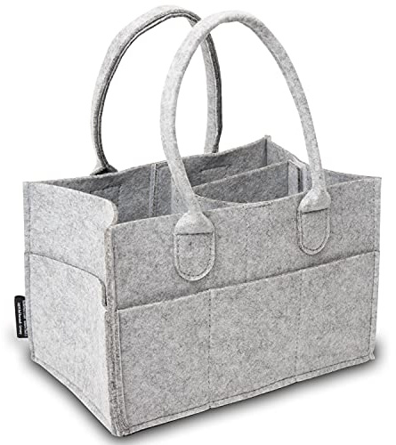 Rubberneck Cesta de fieltro para pañales - Organizador de almacenamiento portátil para bebés, 26 x 17 x 17 cm, Gris Claro