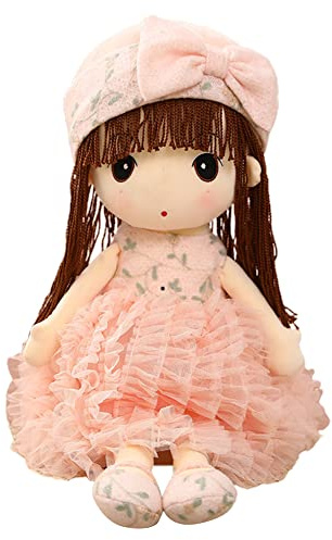 Uposao Kuschelpuppe Plüsch Stofftier, 50CM Weiche Stoffpuppe mit Kleidung und Haaren für Kinder von 0-5 Jahren Gefüllte Puppen Märchen Prinzessin Puppe Plüschtier Weihnachten Geschenke,Rosa