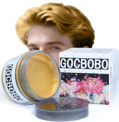 Temporäre Haarfarbe Wachs Gold Unisex Natürlich Haarfarbe Auswaschbar Modellierwachs für Party Cosplay Halloween (4,23 Unzen)