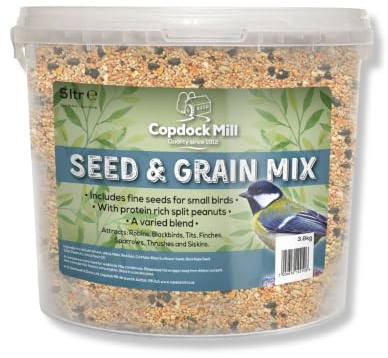 Copdock Mill Wild Bird Seed & Grain Mix 3.8 kg/5L Tub – All Year-Round High-Energy Wild Bird Food – 100% Natural Ingredients Including Sunflower Seeds and Peanuts
