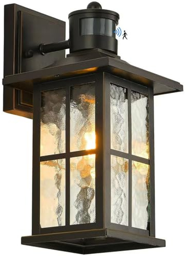 FLEDAVID Motion Sensor Porch Light Dusk to Dawn Outdoor Wall Lantern Black Exterior Sconce Lighting Fixtures Modern Outside Wall Mount Coach Lamp for House Garage Patio Front Door