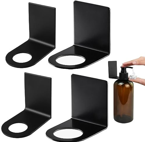 Soporte para dispensador de jabón,4 Piezas Soporte Bomba Montado en la Pared Oporte de Pared Soporte para Botellas de Gel de Ducha de Acero Inoxidable Soporte para Champú para Cocina baño Dormitorio