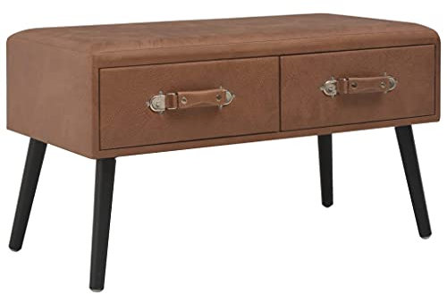 Homgoday Couchtisch Wohnzimmertisch Beistelltisch Sofatisch Kaffeetisch Moderner Tisch für Wohnzimmer Schlafzimmer Büro Dunkelbraun 80 x 40 x 46 cm Kunstleder