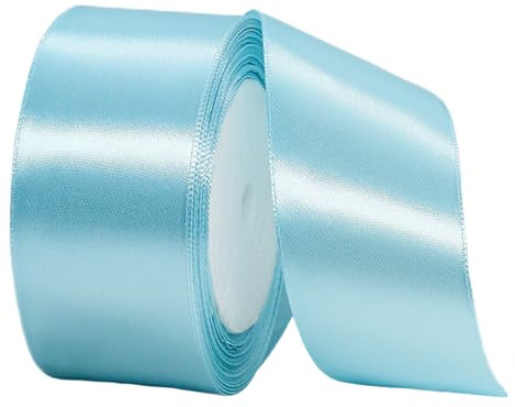Satinband Hellblau 40mm Breit Geschenkband Satin,22m Satinbänder Hellblau Dick Schleifenband Dekoband Seidenband Geschenkverpackung Stoffband Geschenkbänder für Dekorieren Basteln Kleid Hochzeit
