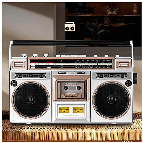 Lecteur de Cassettes CD Boombox de Style années 80, Radio et enregistreur Bluetooth, récepteur Bluetooth + Haut-parleurs, Fonction de Transcription, Carte TF, Disque U, Lecture Audio HD Double, pour