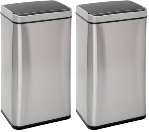 Five - Poubelle en INOX 40 litres Sensor Ouverture et Fermeture Automatique (Lot de 2)