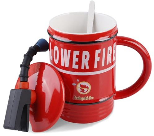 PRITOK Extincteur Tasse personnalisée : céramique Tasse à café Drôle Cadeau personnalisé pour hommes Amateurs de feu
