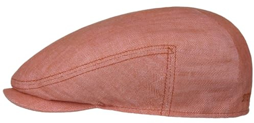 Stetson Woodfield Linen Flat Cap Leinenmütze Herren Schirmmütze mit UV-Schutz Herringbone Frühjahr Sommer rot 61 cm