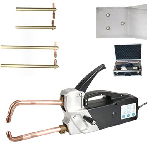 Poste à souder par points électrique portable - Poste à souder par points double face - Pistolet à pointe de soudage 2,0 + 2,0 mm - Avec boîte de rangement, bandoulière et poignée